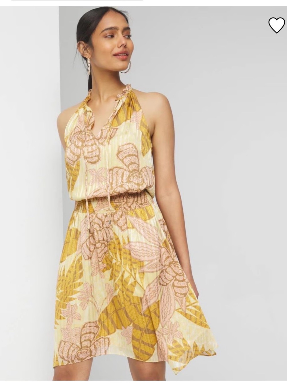 White House Black Market Yellow and Brown Halter Dress